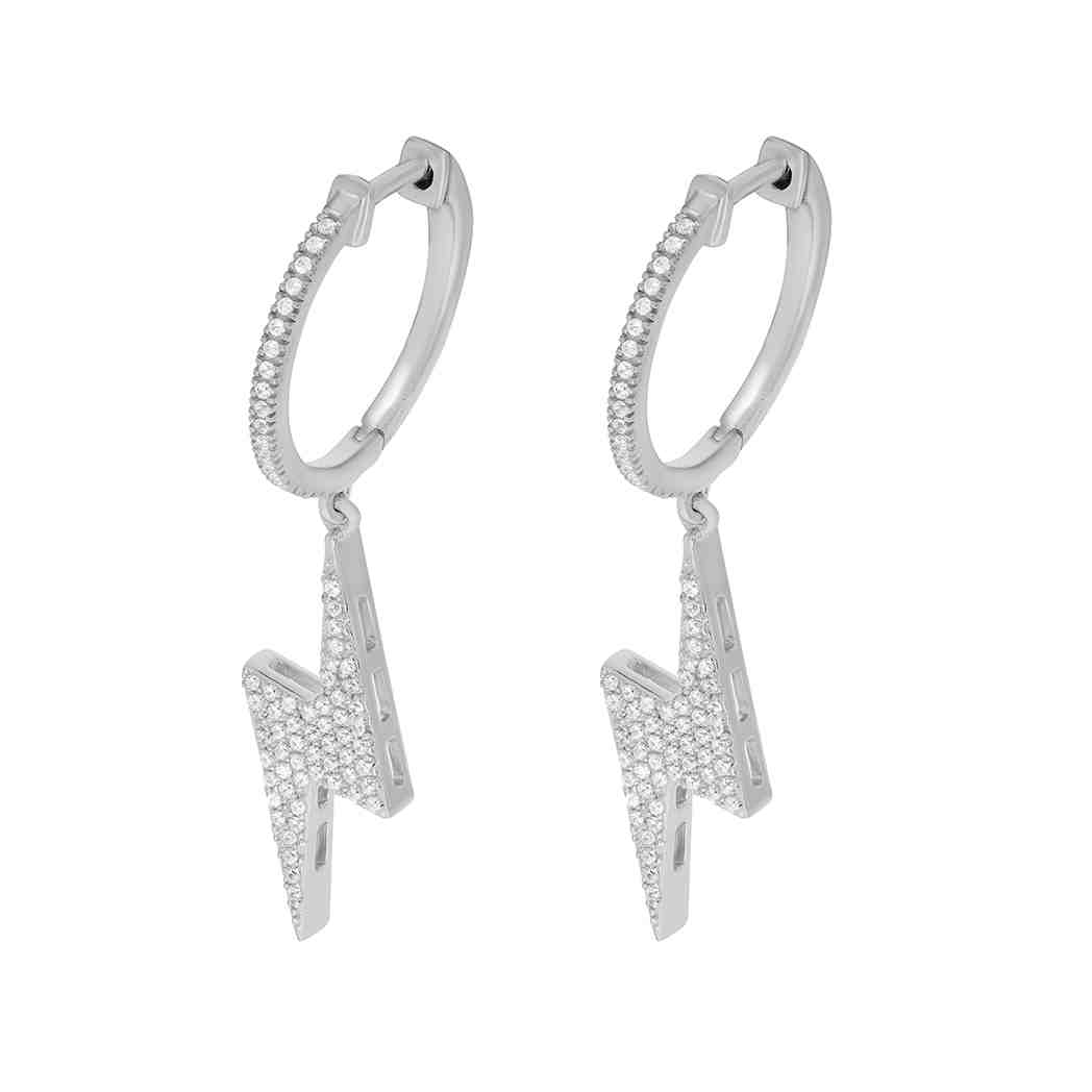 Dangle Lightning Bolt One-Touch Huggie Hoop Earrings ER21696A